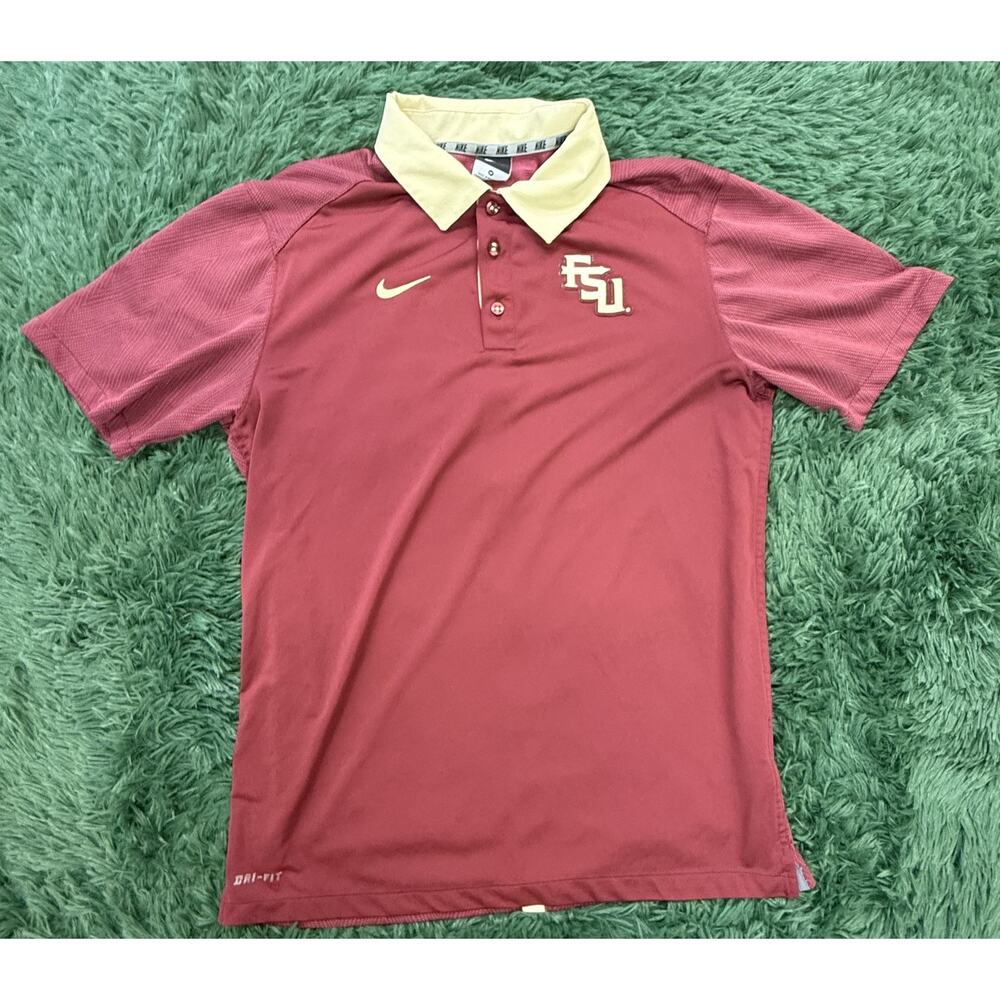 Nike FSU Florida State Seminoles Dri-FIT Polo Shirt Men's M Maroon Cream